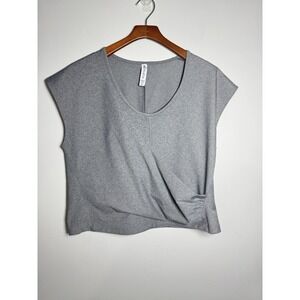 Athleta Gray Bayview Faux Wrap Front Stretch S/S Shirt Size‎ XL